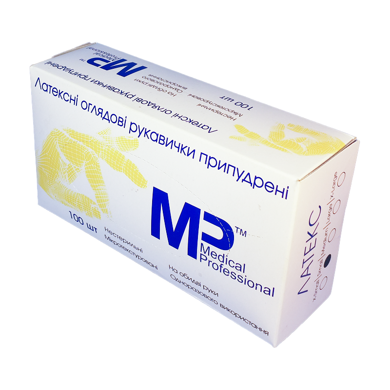 MEDICAL PROFESSIONAL®, Латексні оглядові рукавички припудрені L